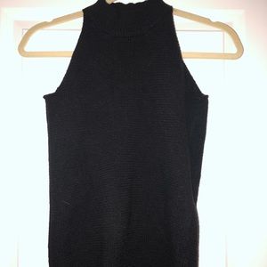 Black knit mock neck tank top